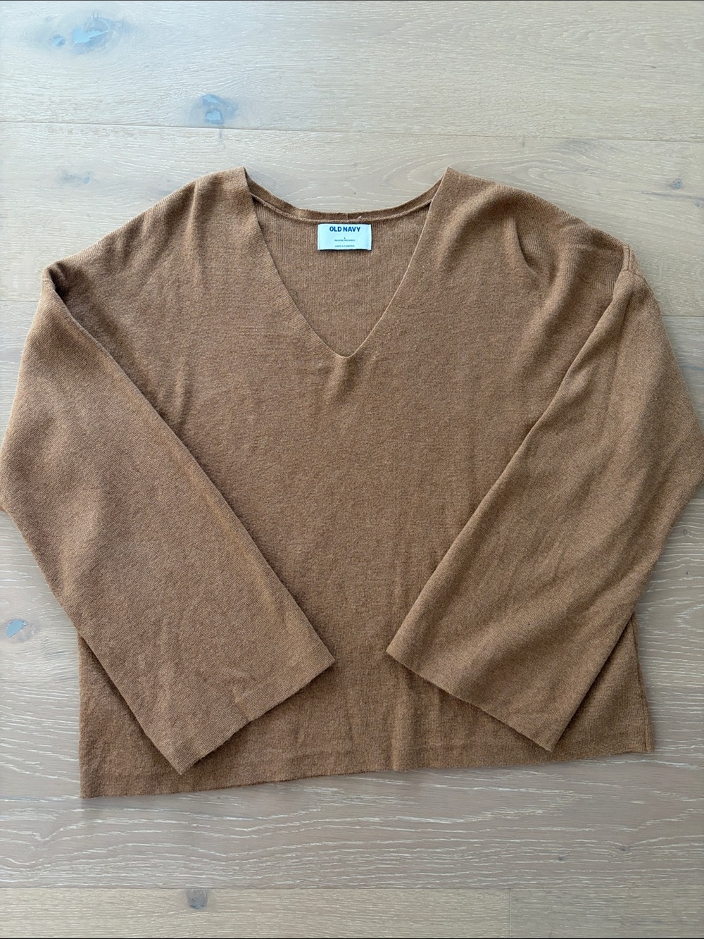 Old Navy Women's V-Neck Sweater - with Bell Sleeves. Camel Brown